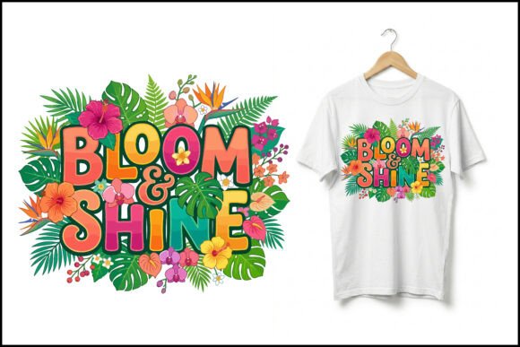 Download Bloom &amp; Shine Tropical Floral Typography - Premium Bundle