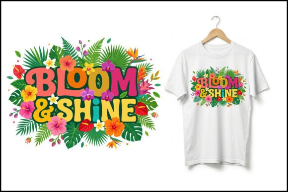 Download Bloom &amp; Shine Tropical Floral Typography - Premium Resources